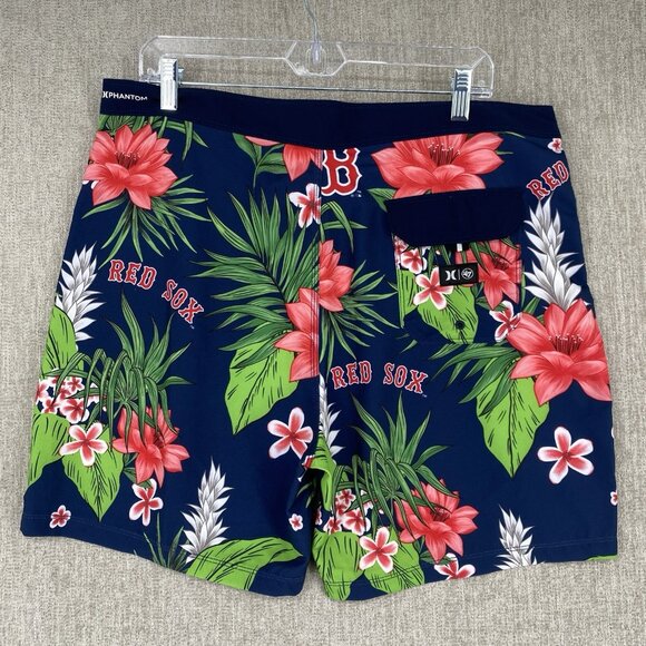 Boston Red Sox Hurley 47 Board Shorts 34 MLB Hawaiian Phantom Tropics 5.5" - Picture 6 of 12